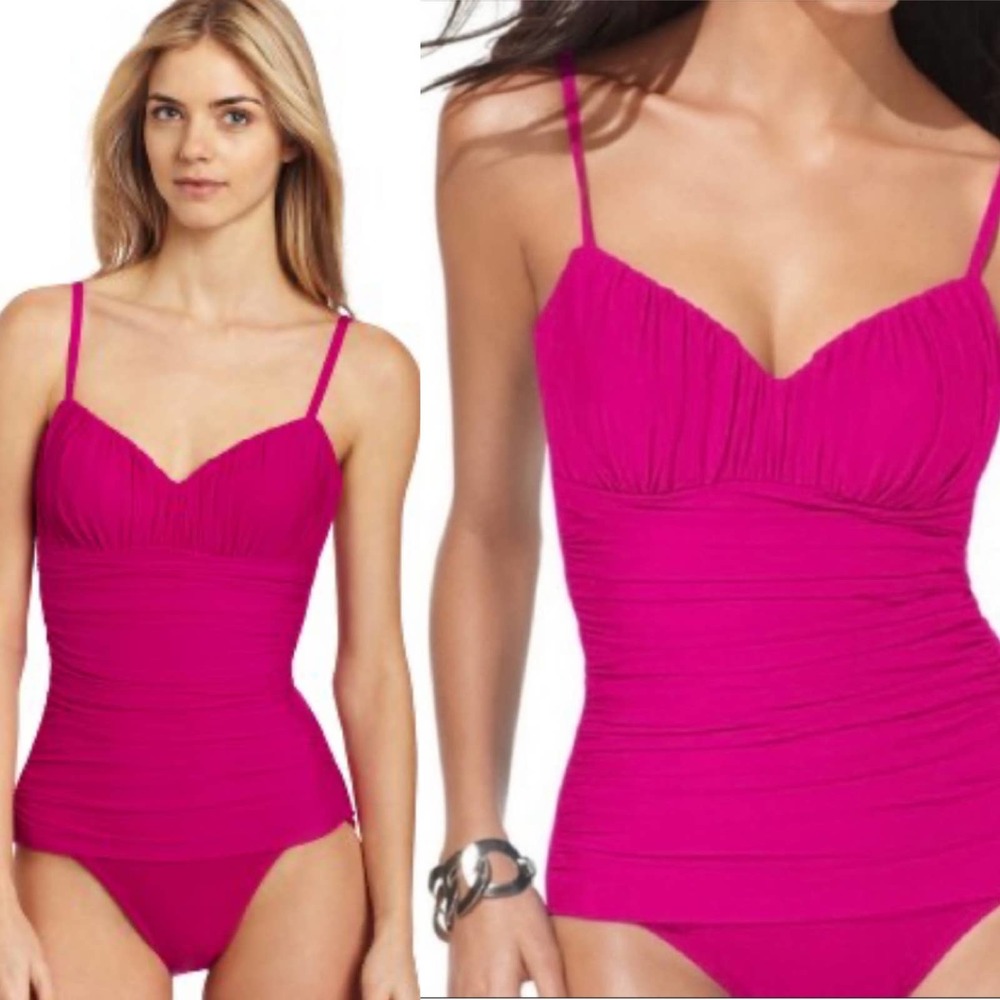 Miraclesuit Fuchsia Ruched Sweetheart One-Piece Swimsuit